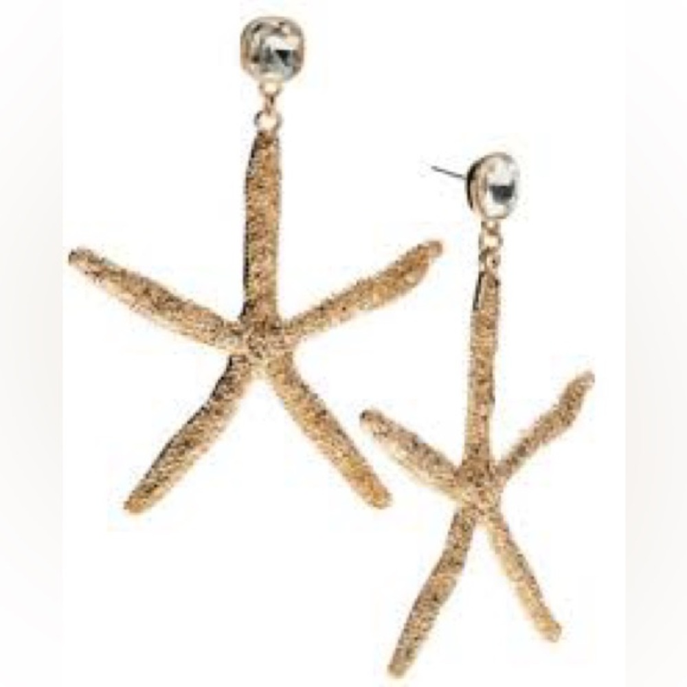 Inc Gold-Tone Crystal & Starfish Statement Earrings